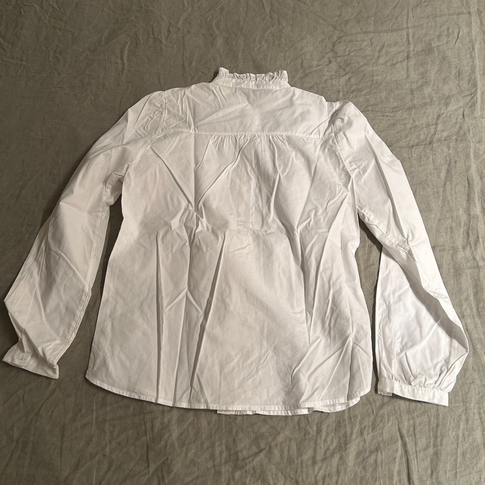 Loft White Ruffled Button-Down Blouse - image 2